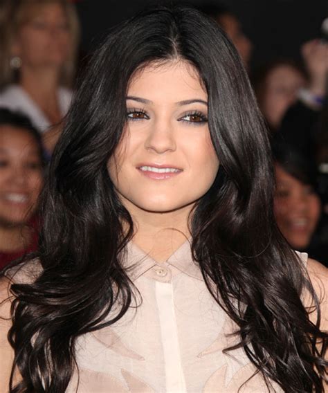 Kylie Jenner Long Wavy Dark Mocha Brunette Hairstyle