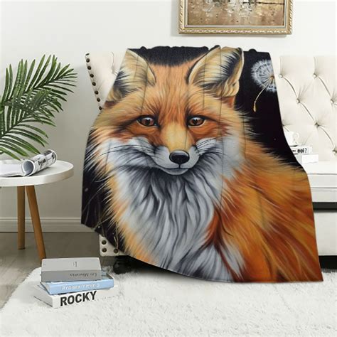 Gotuvs Fox Blanket Bear Fox Throw Blankets Cozy Flannel Blanket Plush