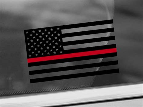 Thin Red Line Flag Decal American Flag Car Window Decal Etsy