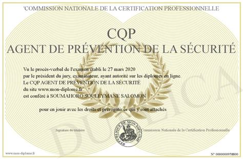 Cqp Agent De Pr Vention De La S Curit