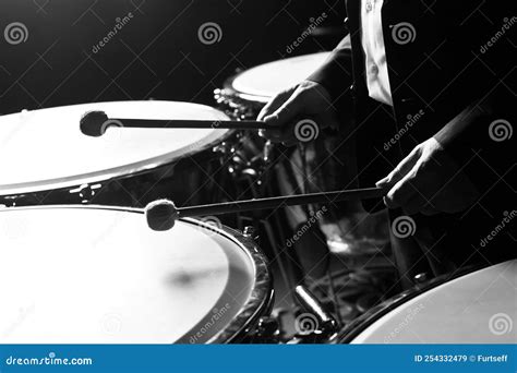 Hands Musician Playing The Timpani Closeup Stock Image Image Of Focus