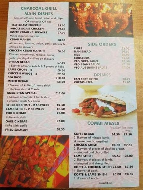 Menu At Kurdistan Grill Restaurant Sheffield London Rd