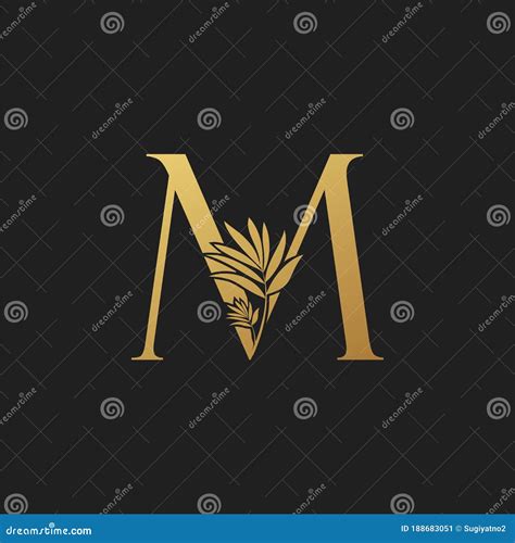 Golden Letter M Classic Vintage Logo Icon Stock Vector Illustration