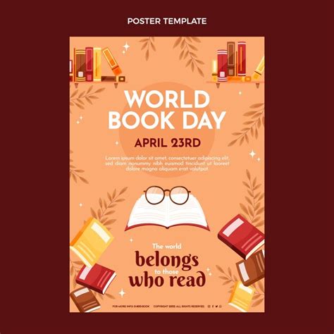 Free Vector Flat World Book Day Vertical Poster Template