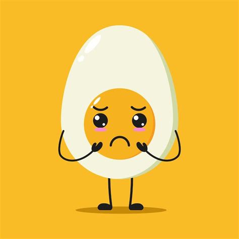 Premium Vector Cute Gloomy Half Boiled Egg Character Funny Sad Egg