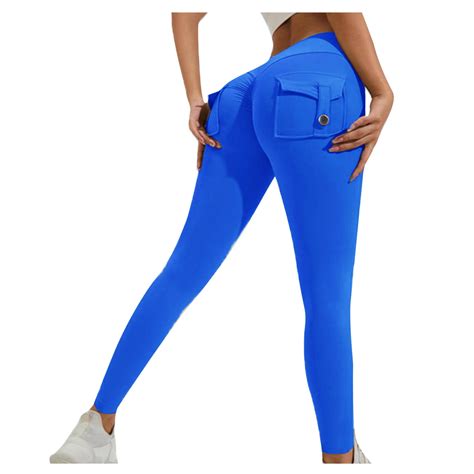 Leesechin Clearance Womens Leggings Plus Size Women S Solid Color Pocket Hip Lift Fitness High