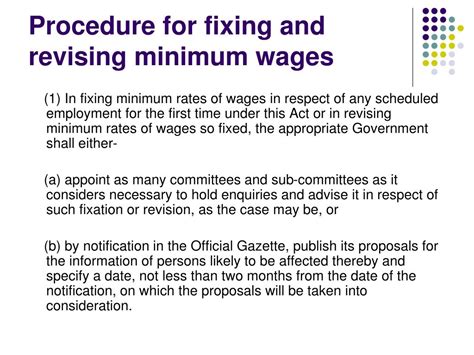 Procedure For Fixation And Revision Of Minimum Wages Minimum Wages Act