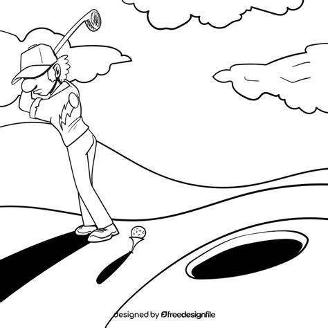 Golf cartoon drawing black and white vector free download