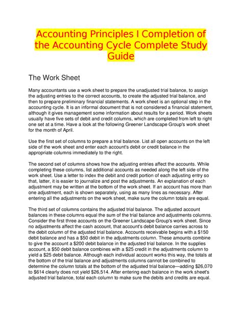 Accounting Principles I Completion Of The Accounting Cycle Complete