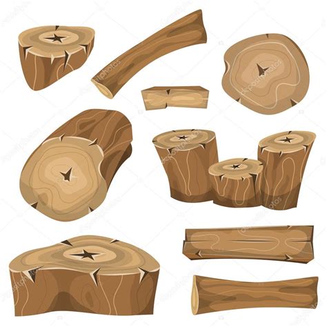 Wood Logs Trunks And Planks Set Stock Vector Image By Benchyb