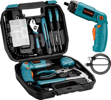 Aleapow 124pcs 4v Cordless Screwdriver Tool Kit Set 61