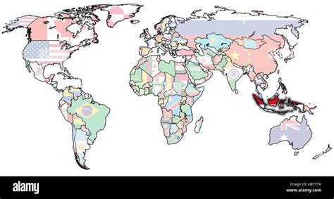 Old Political Map Of World With Flag Of Indonesia Stock Photo Alamy