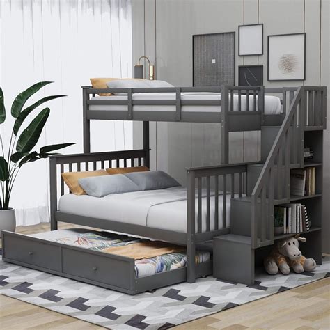 Amazon Stairway Bunk Beds Twin Over Full Bunk Bed With Caster