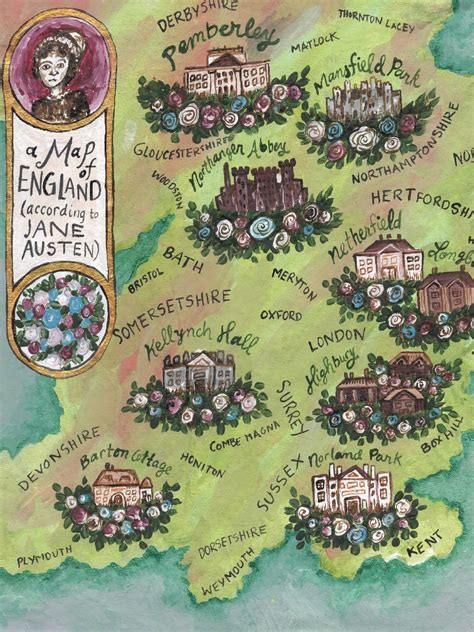 Map of England (According to Jane Austen) ART PRINT • Sweet Sequels