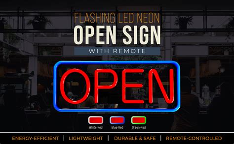 Large Flashing Led Neon Open Sign Light For Businesses With Remote Control Extra Bright