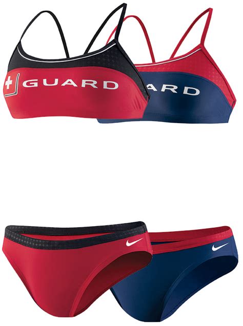 Nike Lifeguard Sport Top 2 Piece Swimsuit Tfss0048 Female Navy Red