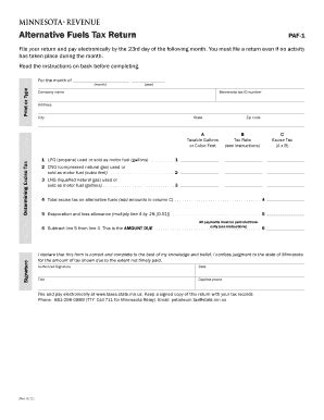 Fillable Online Paf Alternative Fuels Tax Return Fax Email Print