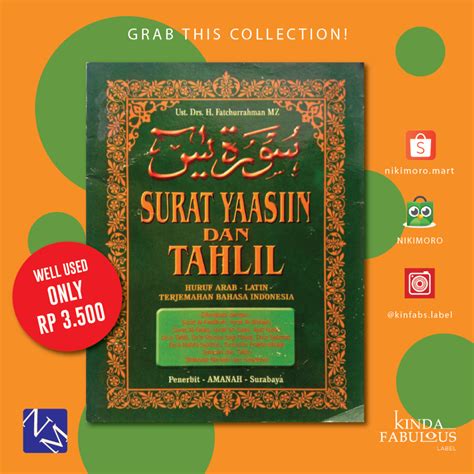 Jual Surat Yasin Dan Tahlil Huruf Arab Latin Terjemahan Bahasa