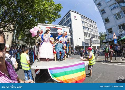 People At Christopher Street Day In Frankfurt Editorial Photography