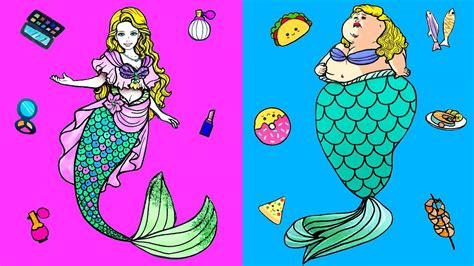 Paper Dolls Dress Up Fat Mermaid Costumes Dresses Handmade Quiet Book