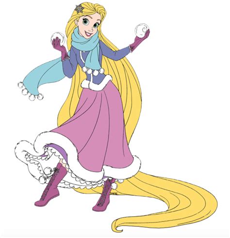 Rapunzel In Her Beautiful Christmas Winter Dress With Snowballs Of Snow Disney Tangled Disney