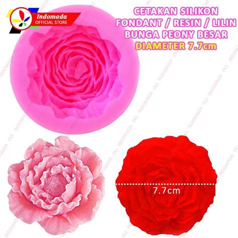 Jual Indomada Cetakan Fondant Silikon Bunga Peony Besar 7 7 Cm Big