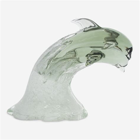 Murano Glass Sculpture Of Dolphins Dancing On Waves By Angelo Seguso