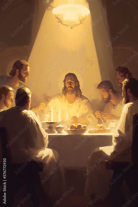 Painting Of Jesus Christ And The Apostles At The Last Supper Ai