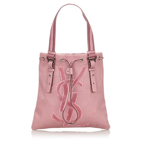 Yves Saint Laurent Ysl Pink Canvas Kahala Tote Bag Leather Cloth Cloth