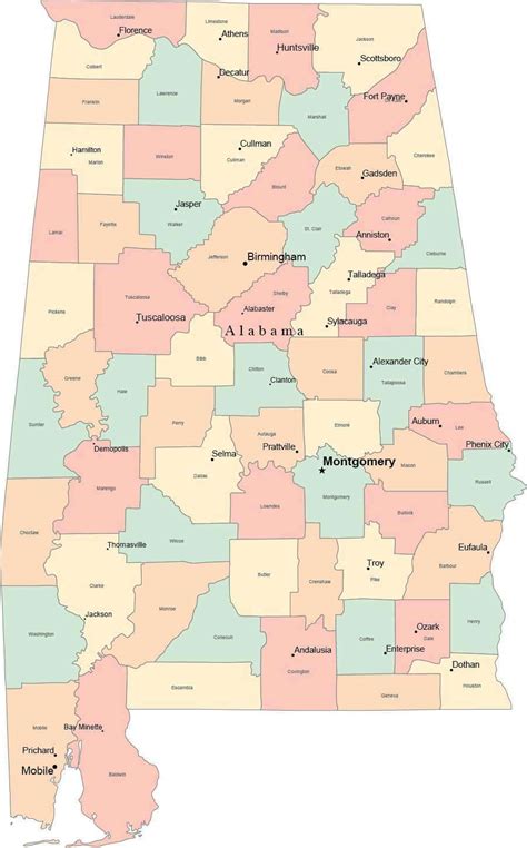 Alabama State Map With Cities Map