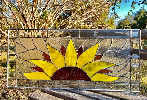 Sunflower Stained Glass Panel Summer Garden Etsy