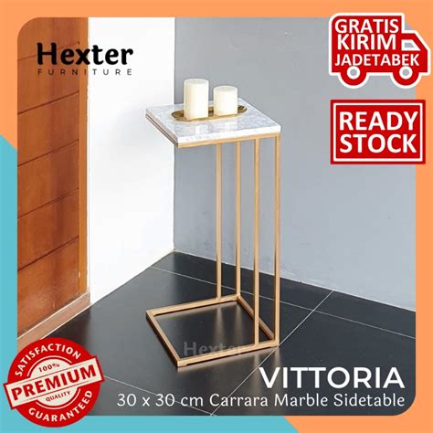 Jual VITTORIA Meja Marmer Carara Nakas Marmer Carrara Side Table