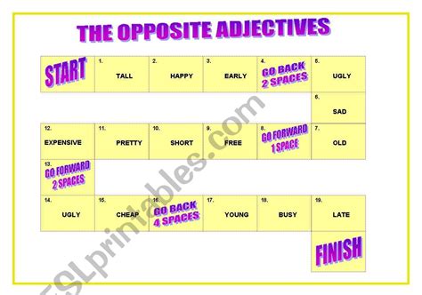 The Opposite Adjectives Game Esl Worksheet By Binka