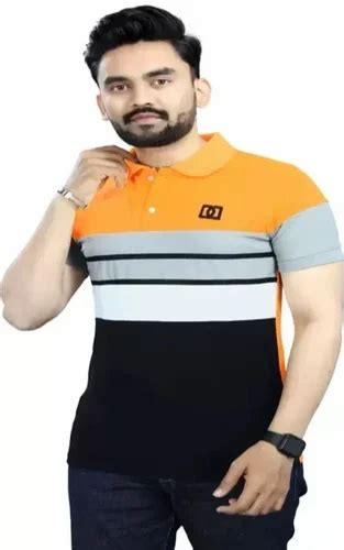 Colour Block Mens Poly Cotton Polo Neck T Shirt At Rs Piece In