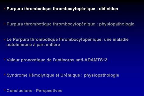 Microangiopathies Thrombotiques Physiopathologie Classification Paul