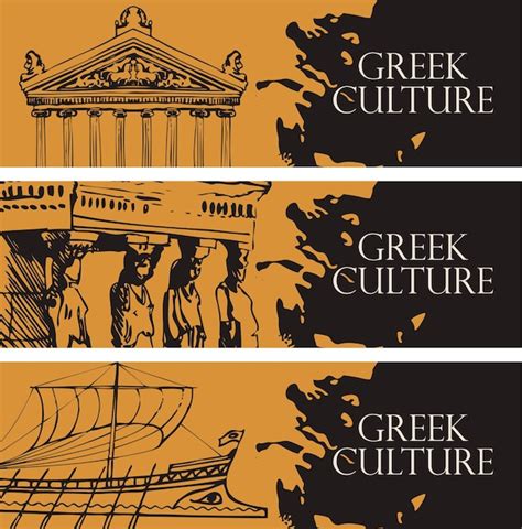 Premium Vector Set Of Travel Banners On Theme Of Ancient Greece