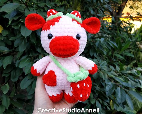 Crochet Cow Strawberry Cow Plushie Cow Plushie Crochet Cow Etsy