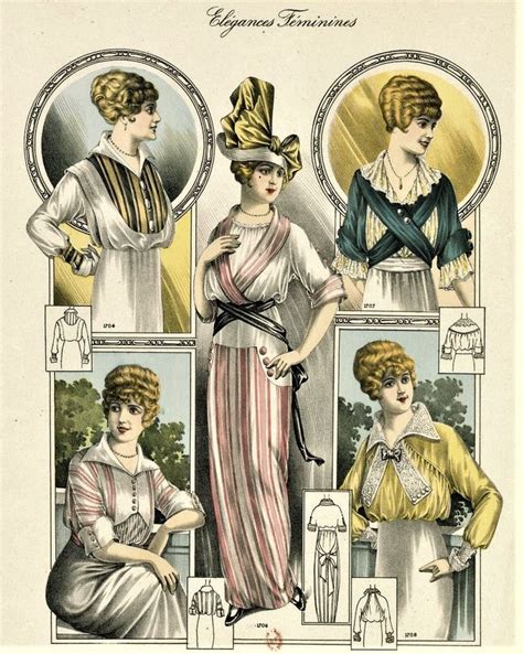 1914 Élégances Féminines Fashion illustration vintage Edwardian