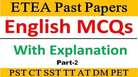 ETEA PST Past Papers English MCQs ETEA Test Preparation ETEA