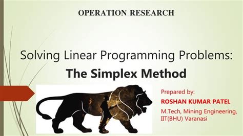 Solving Linear Programming Model By Simplex Method Ppt