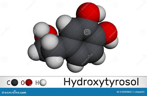 Hydroxytyrosol Molecule It Is Catechol Molecular Model D Rendering