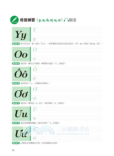 我的第一本越南語發音：一次弄懂越南語複雜的母音、子音、尾音、聲調無負擔附1 Mp3 三民網路書店