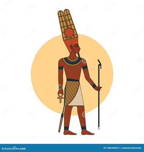 The Ancient Egyptian God Amon-ra In Colored Isolated Vector ...