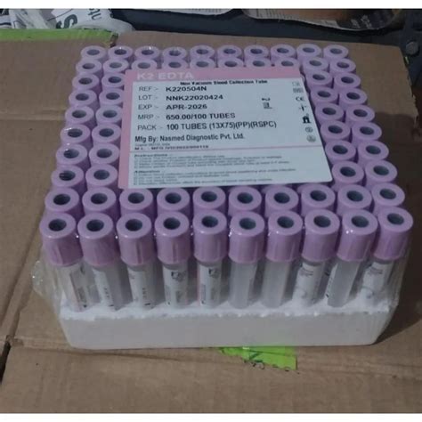 Plastic K2 EDTA Blood Collection Tubes For Hospital Size 2 Ml At Rs