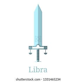 Libra Sword Zodiac Sign Flat Cartoon Stock Vector Royalty Free