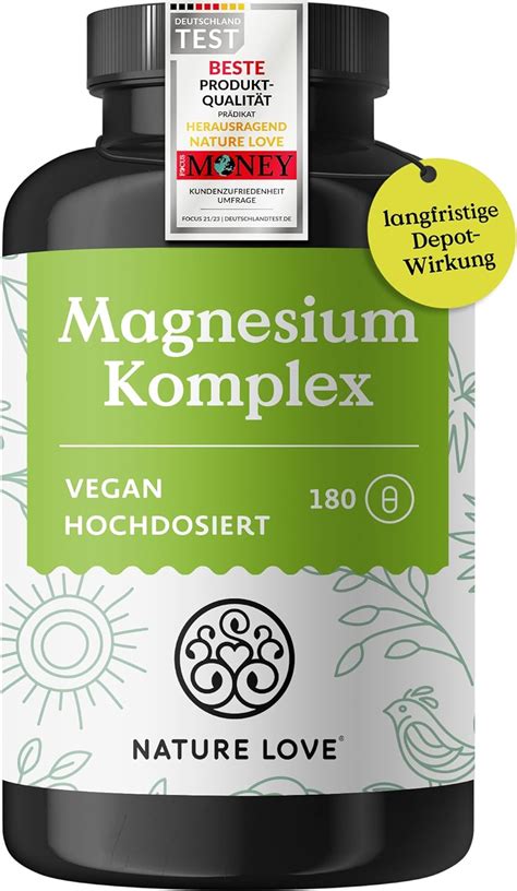 NATURE LOVE Magnesium Komplex 180 Kapseln 400mg Elementares