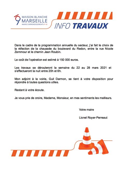 Lettre Dinformation Riverains Travaux REDON Marseille 9 10