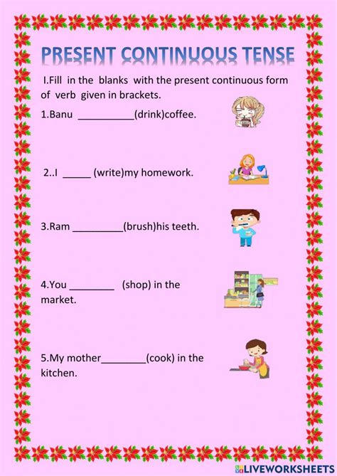 Present Continuous Tense Exercise For 7th Live Worksheets