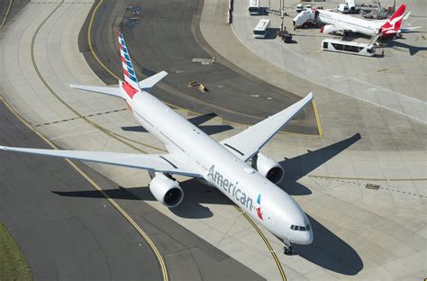 American Airlines 777 300er Flies Over Sydney Harbour Ahead Of Welcome Into Qantas Hangar 96