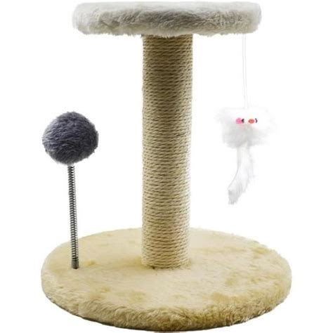 Arbre à chat avec plateforme en peluche colonne à chat avec sisal